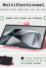 BASEY. Hoes Geschikt voor Samsung S24 Ultra Hoesje Bookcase Hoes Flip Case Book Cover Met 2x Screenprotector - Hoesje Geschikt voor Samsung Galaxy S24 Ultra Hoes Book Case Hoesje - Lichtroze