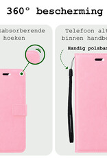 BASEY. Hoes Geschikt voor Samsung S24 Ultra Hoesje Bookcase Hoes Flip Case Book Cover Met 2x Screenprotector - Hoesje Geschikt voor Samsung Galaxy S24 Ultra Hoes Book Case Hoesje - Lichtroze