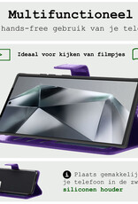 BASEY. Hoes Geschikt voor Samsung S24 Ultra Hoesje Bookcase Hoes Flip Case Book Cover Met 2x Screenprotector - Hoesje Geschikt voor Samsung Galaxy S24 Ultra Hoes Book Case Hoesje - Paars