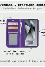 BASEY. Hoes Geschikt voor Samsung S24 Ultra Hoesje Bookcase Hoes Flip Case Book Cover Met 2x Screenprotector - Hoesje Geschikt voor Samsung Galaxy S24 Ultra Hoes Book Case Hoesje - Paars