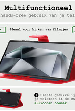 BASEY. Hoes Geschikt voor Samsung S24 Ultra Hoesje Bookcase Hoes Flip Case Book Cover Met 2x Screenprotector - Hoesje Geschikt voor Samsung Galaxy S24 Ultra Hoes Book Case Hoesje - Rood