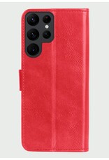 BASEY. Hoes Geschikt voor Samsung S24 Ultra Hoesje Bookcase Hoes Flip Case Book Cover Met 2x Screenprotector - Hoesje Geschikt voor Samsung Galaxy S24 Ultra Hoes Book Case Hoesje - Rood