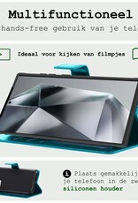 BASEY. Hoes Geschikt voor Samsung S24 Ultra Hoesje Bookcase Hoes Flip Case Book Cover Met 2x Screenprotector - Hoesje Geschikt voor Samsung Galaxy S24 Ultra Hoes Book Case Hoesje - Turquoise