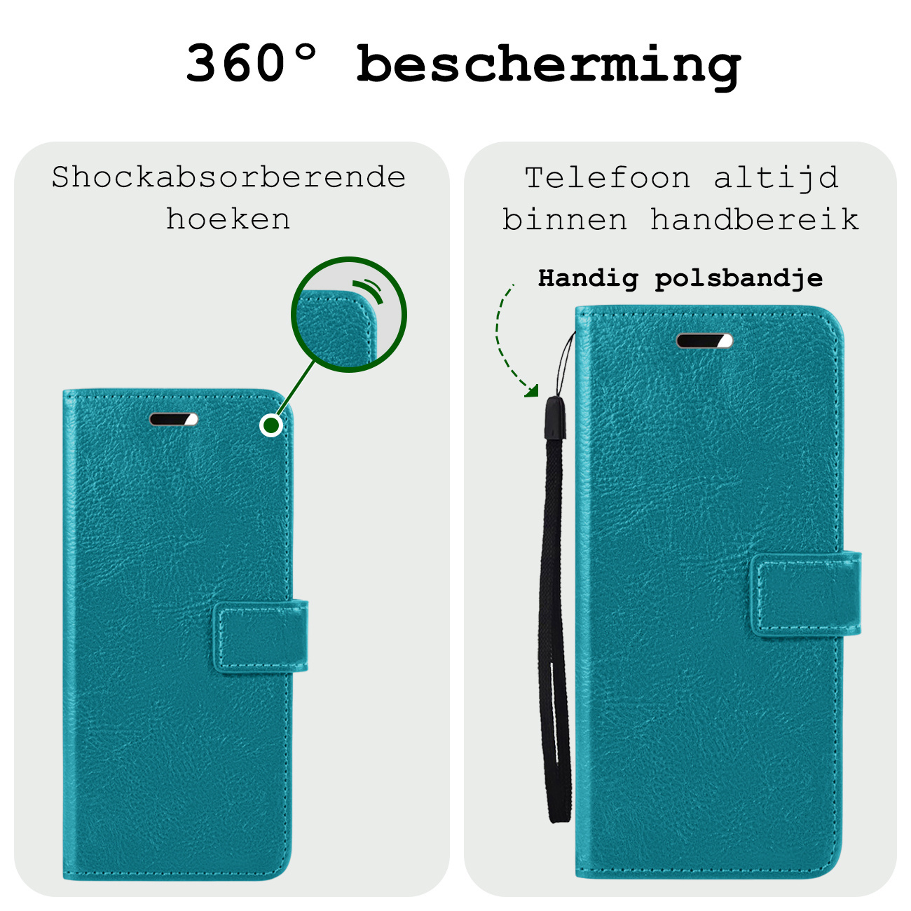 BASEY. Hoes Geschikt voor Samsung S24 Ultra Hoesje Bookcase Hoes Flip Case Book Cover Met 2x Screenprotector - Hoesje Geschikt voor Samsung Galaxy S24 Ultra Hoes Book Case Hoesje - Turquoise