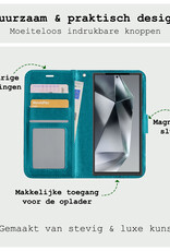 BASEY. Hoes Geschikt voor Samsung S24 Ultra Hoesje Bookcase Hoes Flip Case Book Cover Met 2x Screenprotector - Hoesje Geschikt voor Samsung Galaxy S24 Ultra Hoes Book Case Hoesje - Turquoise