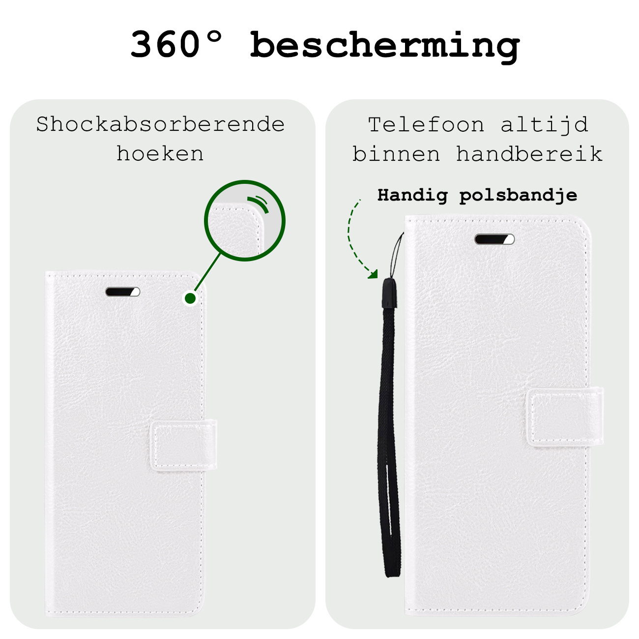 BASEY. Hoes Geschikt voor Samsung S24 Ultra Hoesje Bookcase Hoes Flip Case Book Cover Met 2x Screenprotector - Hoesje Geschikt voor Samsung Galaxy S24 Ultra Hoes Book Case Hoesje - Wit