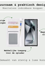 BASEY. Hoes Geschikt voor Samsung S24 Ultra Hoesje Bookcase Hoes Flip Case Book Cover Met 2x Screenprotector - Hoesje Geschikt voor Samsung Galaxy S24 Ultra Hoes Book Case Hoesje - Wit