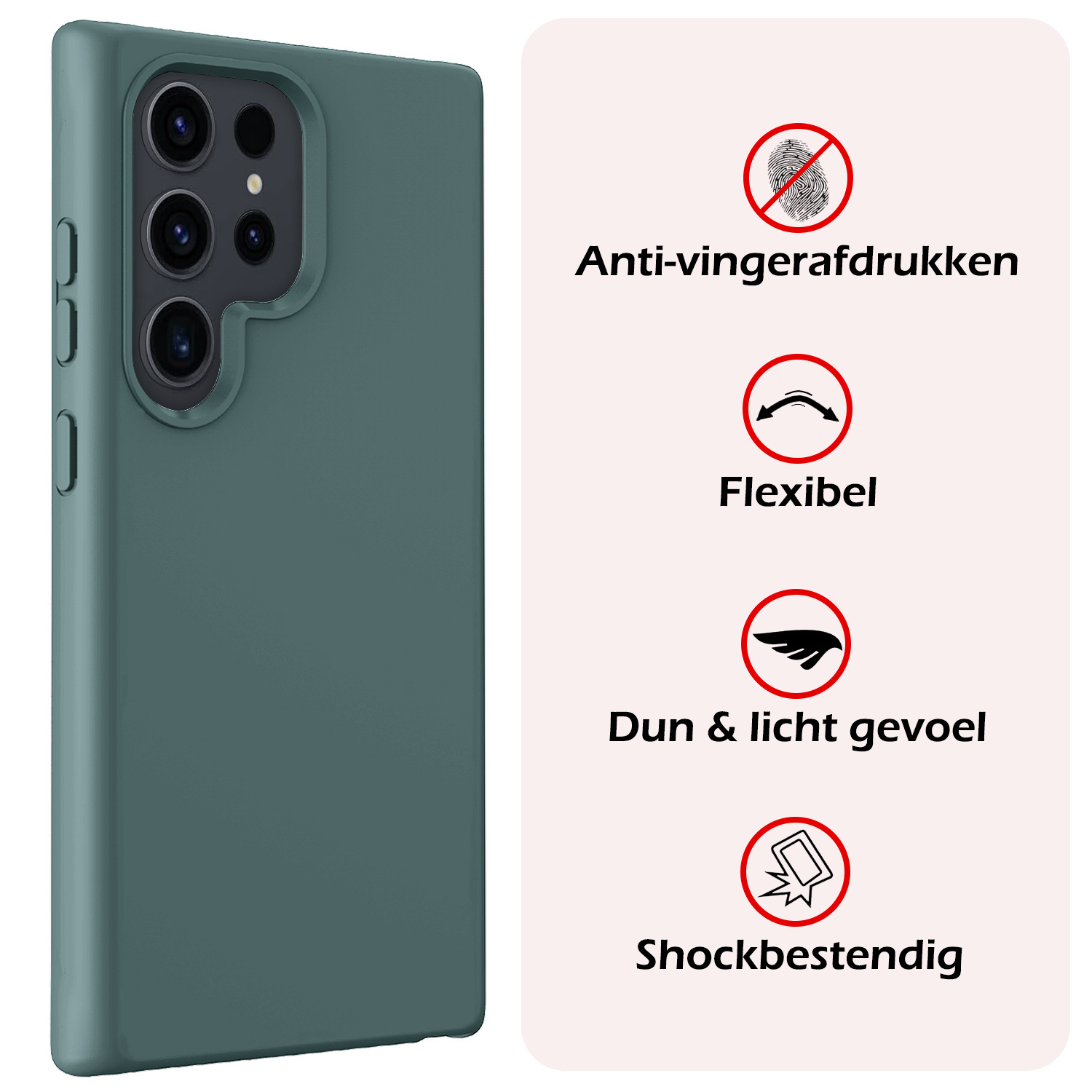 NoXx Hoes Geschikt voor Samsung S24 Ultra Hoesje Cover Siliconen Back Case Hoes Met Screenprotector - Donkergroen