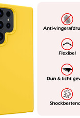 NoXx Hoes Geschikt voor Samsung S24 Ultra Hoesje Cover Siliconen Back Case Hoes Met Screenprotector - Geel