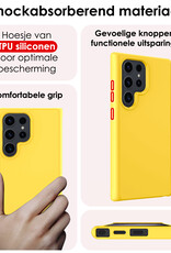 NoXx Hoes Geschikt voor Samsung S24 Ultra Hoesje Cover Siliconen Back Case Hoes Met Screenprotector - Geel