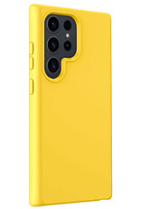 NoXx Hoes Geschikt voor Samsung S24 Ultra Hoesje Cover Siliconen Back Case Hoes Met Screenprotector - Geel