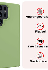 NoXx Hoes Geschikt voor Samsung S24 Ultra Hoesje Cover Siliconen Back Case Hoes Met Screenprotector - Groen