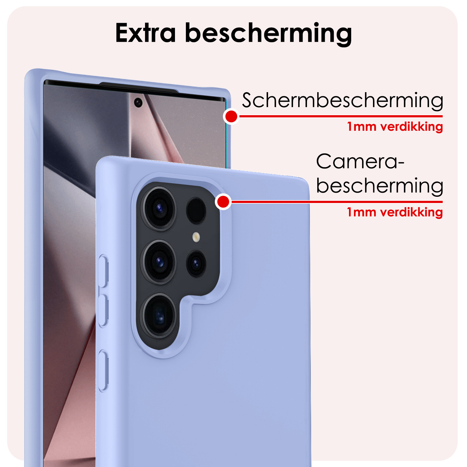 NoXx Hoes Geschikt voor Samsung S24 Ultra Hoesje Cover Siliconen Back Case Hoes Met Screenprotector - Lichtblauw