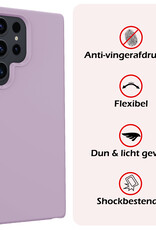 NoXx Hoes Geschikt voor Samsung S24 Ultra Hoesje Cover Siliconen Back Case Hoes Met Screenprotector - Lila