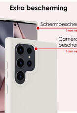 NoXx Hoes Geschikt voor Samsung S24 Ultra Hoesje Cover Siliconen Back Case Hoes Met Screenprotector - Wit