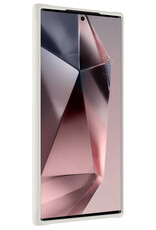 NoXx Hoes Geschikt voor Samsung S24 Ultra Hoesje Cover Siliconen Back Case Hoes Met Screenprotector - Wit