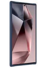 NoXx Hoes Geschikt voor Samsung S24 Ultra Hoesje Cover Siliconen Back Case Hoes Met 2x Screenprotector - Donkerblauw