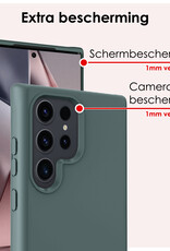 NoXx Hoes Geschikt voor Samsung S24 Ultra Hoesje Cover Siliconen Back Case Hoes Met 2x Screenprotector - Donkergroen