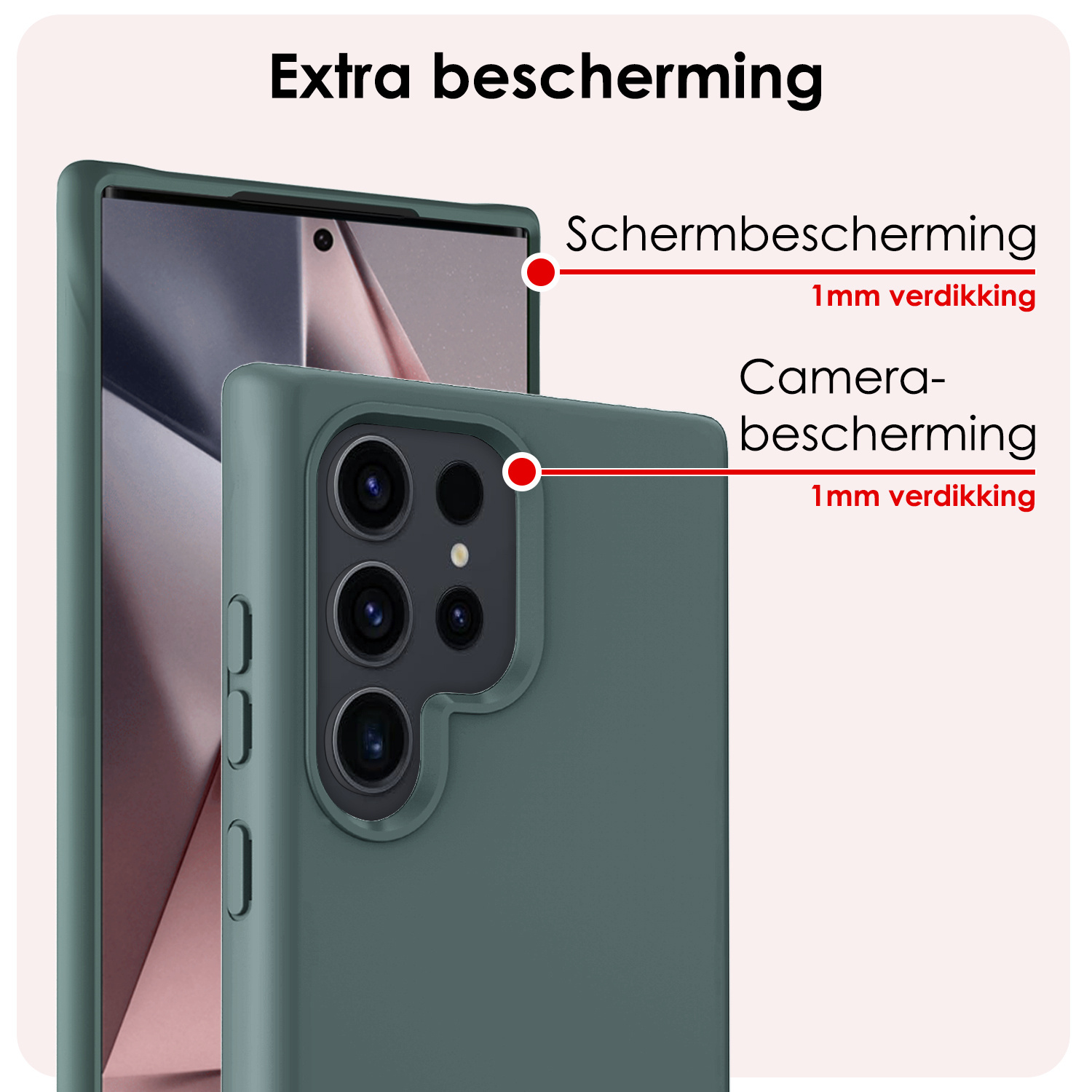 NoXx Hoes Geschikt voor Samsung S24 Ultra Hoesje Cover Siliconen Back Case Hoes Met 2x Screenprotector - Donkergroen