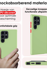 NoXx Hoes Geschikt voor Samsung S24 Ultra Hoesje Cover Siliconen Back Case Hoes Met 2x Screenprotector - Groen