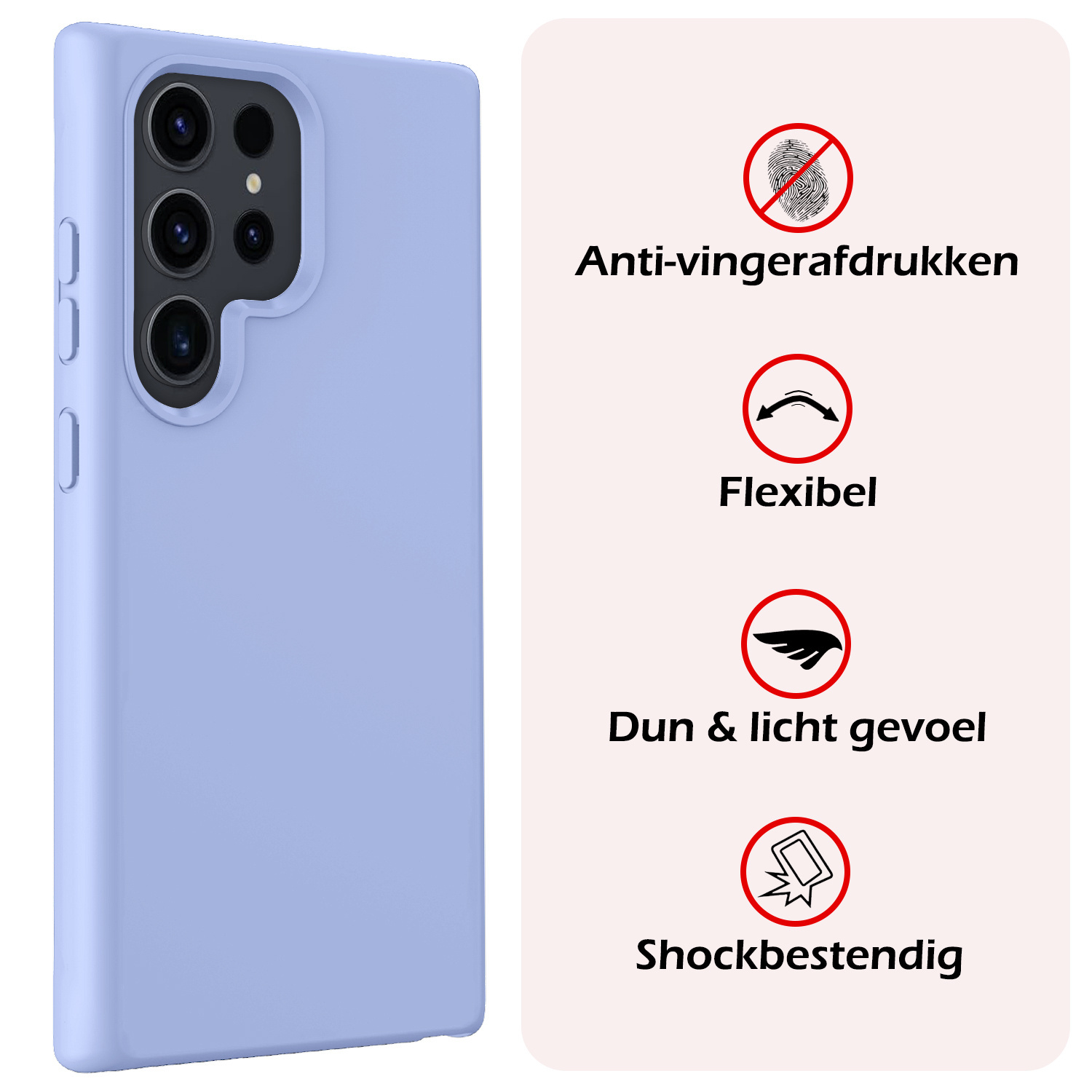 NoXx Hoes Geschikt voor Samsung S24 Ultra Hoesje Cover Siliconen Back Case Hoes Met 2x Screenprotector - Lichtblauw