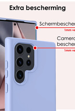 NoXx Hoes Geschikt voor Samsung S24 Ultra Hoesje Cover Siliconen Back Case Hoes Met 2x Screenprotector - Lichtblauw