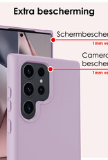 NoXx Hoes Geschikt voor Samsung S24 Ultra Hoesje Cover Siliconen Back Case Hoes Met 2x Screenprotector - Lila