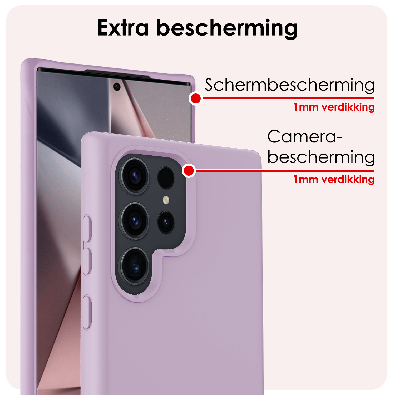 NoXx Hoes Geschikt voor Samsung S24 Ultra Hoesje Cover Siliconen Back Case Hoes Met 2x Screenprotector - Lila