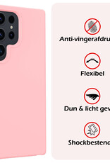NoXx Hoes Geschikt voor Samsung S24 Ultra Hoesje Cover Siliconen Back Case Hoes Met 2x Screenprotector - Lichtroze