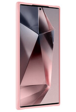 NoXx Hoes Geschikt voor Samsung S24 Ultra Hoesje Cover Siliconen Back Case Hoes Met 2x Screenprotector - Lichtroze