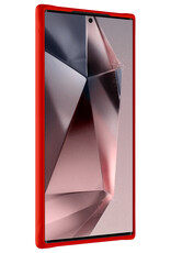 NoXx Hoes Geschikt voor Samsung S24 Ultra Hoesje Cover Siliconen Back Case Hoes Met 2x Screenprotector - Rood
