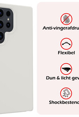 NoXx Hoes Geschikt voor Samsung S24 Ultra Hoesje Cover Siliconen Back Case Hoes Met 2x Screenprotector - Wit