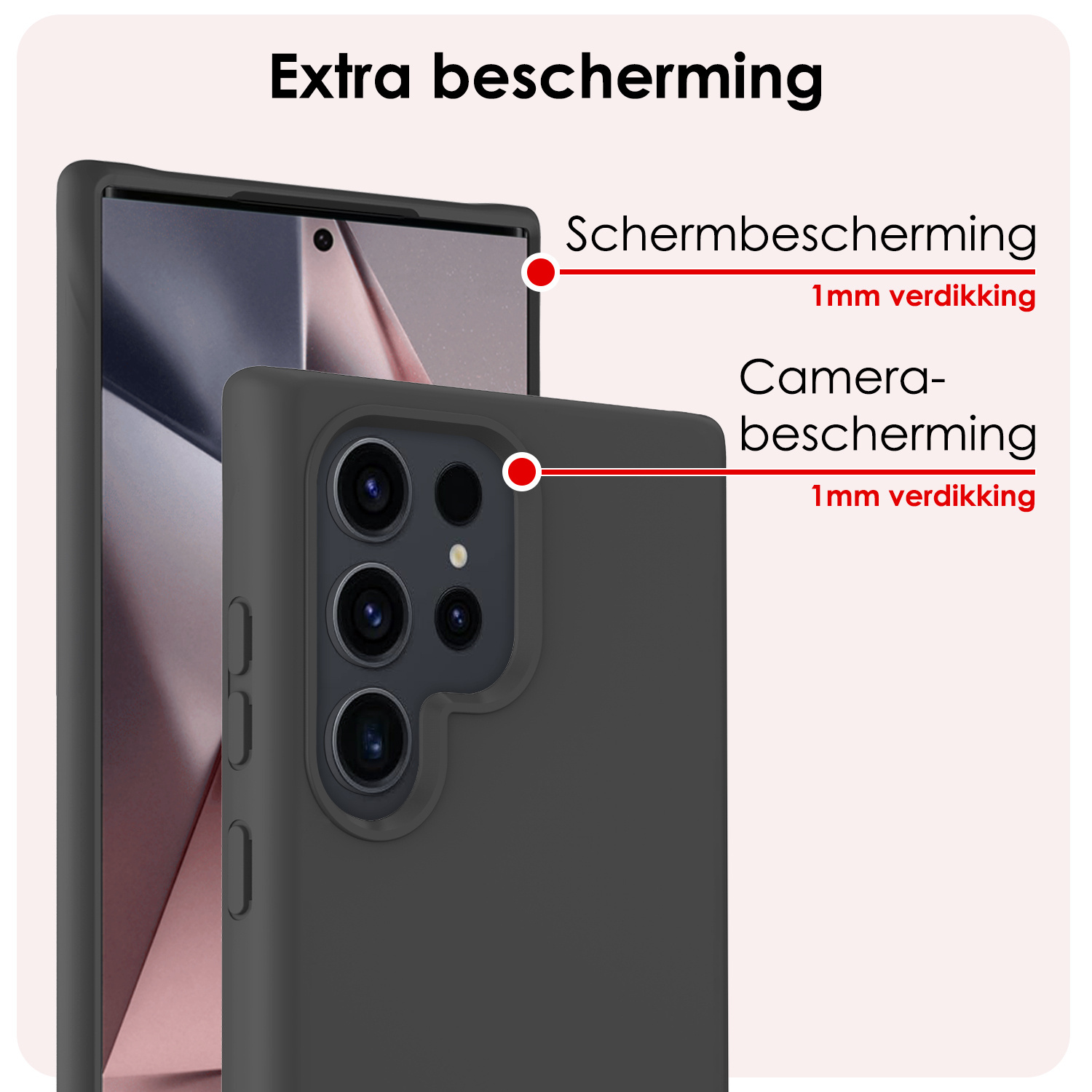 NoXx Hoes Geschikt voor Samsung S24 Ultra Hoesje Cover Siliconen Back Case Hoes Met 2x Screenprotector - Zwart