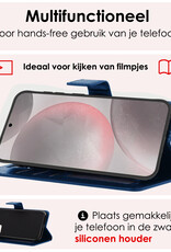 NoXx Hoes Geschikt voor Samsung S24 Hoesje Book Case Hoes Flip Cover Wallet Bookcase Met Screenprotector - Donkerblauw