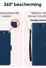 NoXx Hoes Geschikt voor Samsung S24 Hoesje Book Case Hoes Flip Cover Wallet Bookcase Met Screenprotector - Donkerblauw