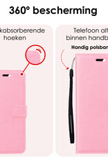 NoXx Hoes Geschikt voor Samsung S24 Hoesje Book Case Hoes Flip Cover Wallet Bookcase Met Screenprotector - Lichtroze