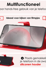 NoXx Hoes Geschikt voor Samsung S24 Hoesje Book Case Hoes Flip Cover Wallet Bookcase Met Screenprotector - Rood