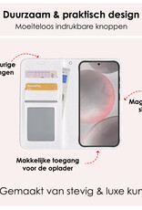 NoXx Hoes Geschikt voor Samsung S24 Hoesje Book Case Hoes Flip Cover Wallet Bookcase Met Screenprotector - Wit
