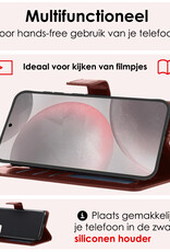 NoXx Hoes Geschikt voor Samsung S24 Hoesje Book Case Hoes Flip Cover Wallet Bookcase Met 2x Screenprotector - Bruin