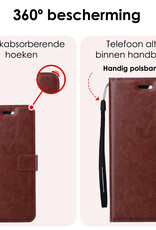 NoXx Hoes Geschikt voor Samsung S24 Hoesje Book Case Hoes Flip Cover Wallet Bookcase Met 2x Screenprotector - Bruin