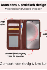 NoXx Hoes Geschikt voor Samsung S24 Hoesje Book Case Hoes Flip Cover Wallet Bookcase Met 2x Screenprotector - Bruin