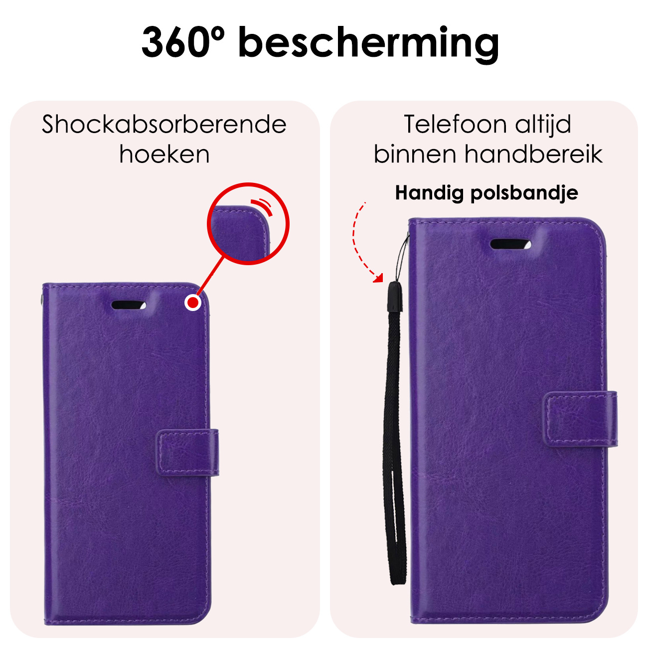 NoXx Hoes Geschikt voor Samsung S24 Hoesje Book Case Hoes Flip Cover Wallet Bookcase Met 2x Screenprotector - Paars