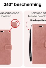 NoXx Hoes Geschikt voor Samsung S24 Hoesje Book Case Hoes Flip Cover Wallet Bookcase Met 2x Screenprotector - Rosé goud