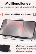 NoXx Hoes Geschikt voor Samsung S24 Hoesje Book Case Hoes Flip Cover Wallet Bookcase Met 2x Screenprotector - Wit