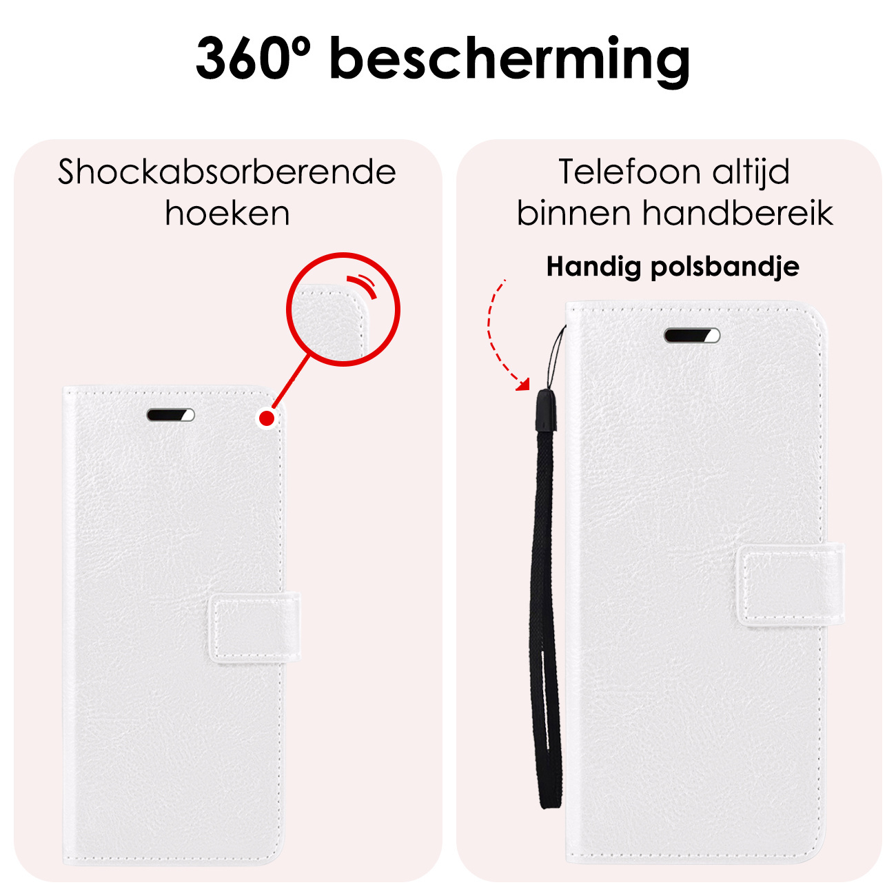 NoXx Hoes Geschikt voor Samsung S24 Hoesje Book Case Hoes Flip Cover Wallet Bookcase Met 2x Screenprotector - Wit