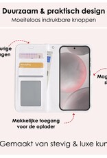 NoXx Hoes Geschikt voor Samsung S24 Hoesje Book Case Hoes Flip Cover Wallet Bookcase Met 2x Screenprotector - Wit