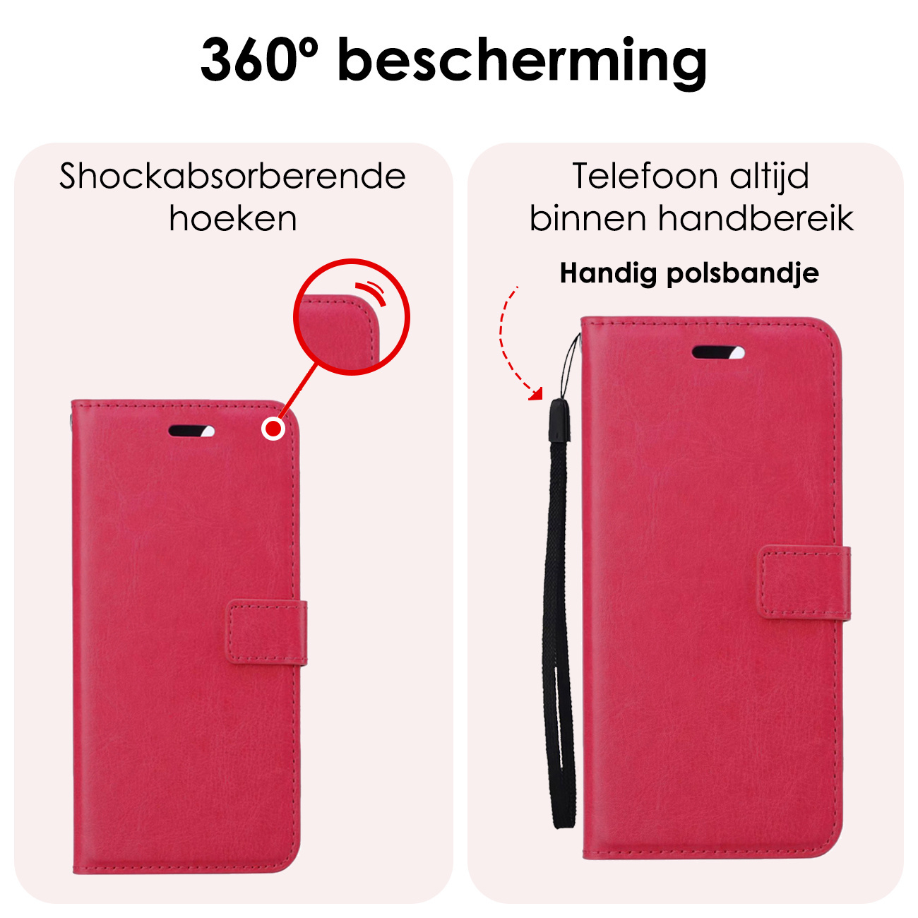 NoXx Hoes Geschikt voor Samsung S24 Plus Hoesje Book Case Hoes Flip Cover Wallet Bookcase Met Screenprotector - Donkerroze