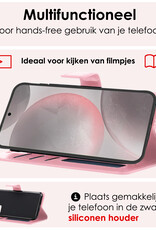 NoXx Hoes Geschikt voor Samsung S24 Plus Hoesje Book Case Hoes Flip Cover Wallet Bookcase Met Screenprotector - Lichtroze