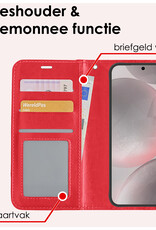NoXx Hoes Geschikt voor Samsung S24 Plus Hoesje Book Case Hoes Flip Cover Wallet Bookcase Met Screenprotector - Rood