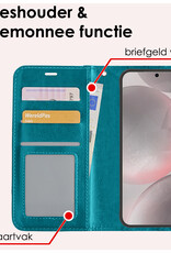 NoXx Hoes Geschikt voor Samsung S24 Plus Hoesje Book Case Hoes Flip Cover Wallet Bookcase Met Screenprotector - Turquoise
